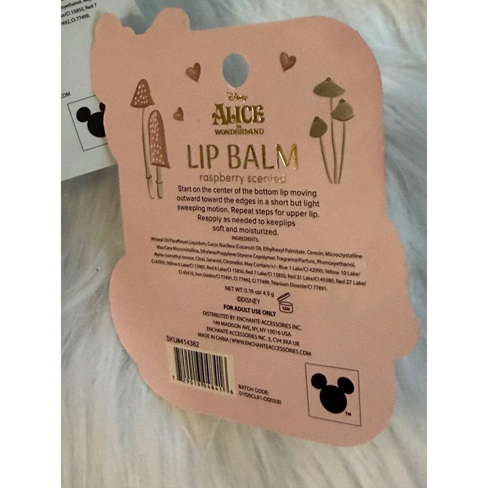 Disney Alice in Wonderland Mushroom Lip Balm Set Vanilla Coconut Raspberry 3pk